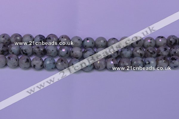 CLJ424 15.5 inches 12mm faceted round sesame jasper beads