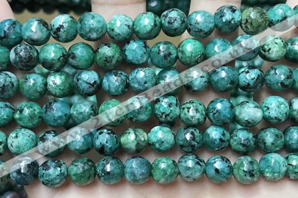 CLJ559 15.5 inches 6mm,8mm,10mm & 12mm faceted round sesame jasper beads