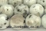 CLJ651 15 inches 8mm faceted round sesame jasper beads