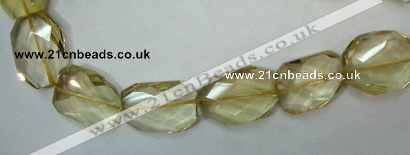 CLQ05 faceted freeform brick natural lemon quartz beads