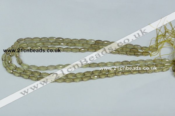 CLQ09 15.5 inches 8*16mm faceted rice natural lemon quartz beads