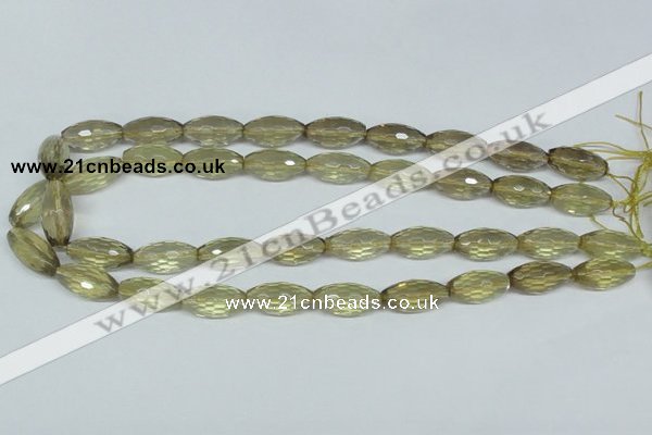 CLQ12 15.5 inches 10*20mm faceted rice natural lemon quartz beads