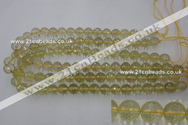 CLQ164 15.5 inches 12mm faceted round natural lemon quartz beads