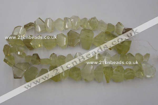 CLQ173 13*18mm – 20*28mm faceted nuggets natural lemon quartz beads