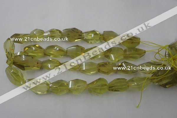 CLQ175 14*20mm – 16*28mm faceted nuggets natural lemon quartz beads