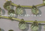 CLQ250 Top-drilled 8*12mm faceted teardrop natural lemon quartz beads