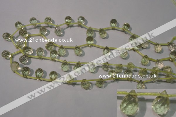 CLQ250 Top-drilled 8*12mm faceted teardrop natural lemon quartz beads