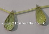 CLQ252 Top-drilled 10*20mm faceted teardrop natural lemon quartz beads