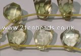 CLQ254 Top-drilled 12*16mm – 13*18mm faceted freeform lemon quartz beads