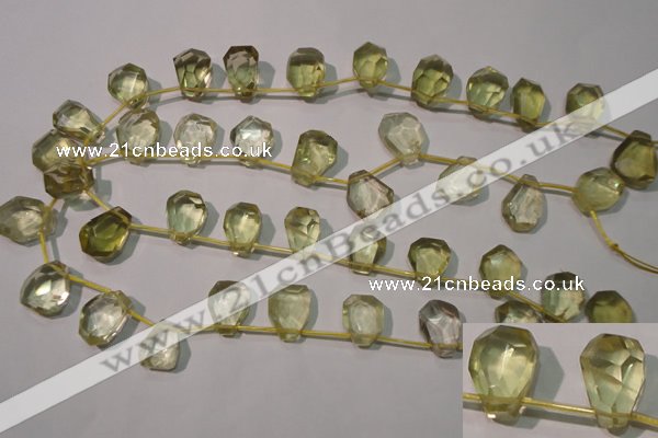 CLQ254 Top-drilled 12*16mm – 13*18mm faceted freeform lemon quartz beads