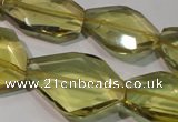 CLQ262 15.5 inches 10*25mm – 25*33mm faceted freeform lemon quartz beads