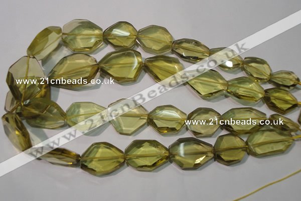 CLQ262 15.5 inches 10*25mm – 25*33mm faceted freeform lemon quartz beads