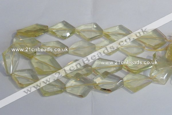 CLQ265 15.5 inches 20*25mm - 30*35mm faceted freeform lemon quartz beads