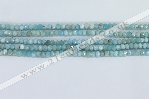 CLR108 15.5 inches 2*3mm faceted rondelle natural larimar beads