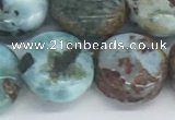 CLR129 15.5 inches 10mm flat round larimar gemstone beads