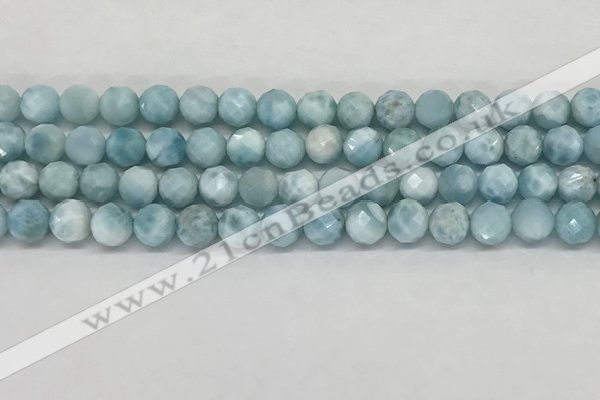 CLR137 15.5 inches 7mm faceted round natural larimar beads