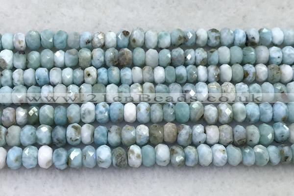 CLR148 15 inches 4*6mm faceted rondelle larimar beads wholesale