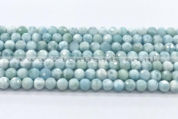 CLR154 15 inches 7mm faceted round larimar gemstone beads