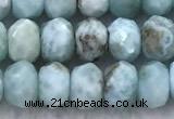 CLR161 15 inches 6*7mm faceted rondelle larimar beads wholesale