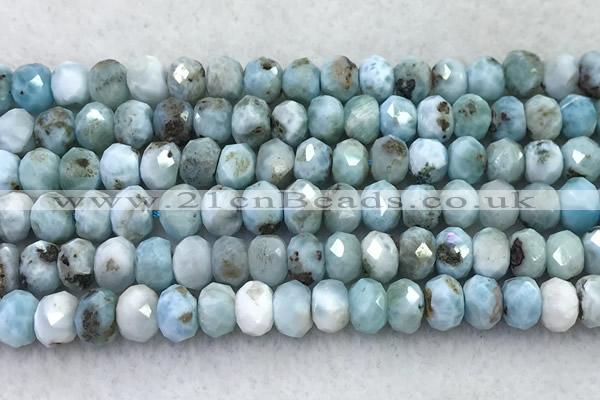 CLR162 15 inches 6*8mm faceted rondelle larimar beads wholesale
