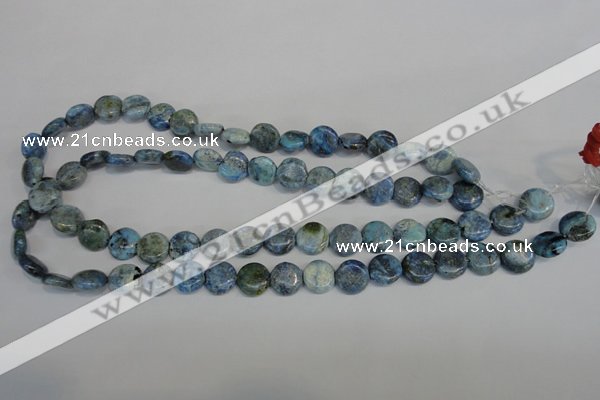 CLR209 15.5 inches 12mm flat round larimar gemstone beads