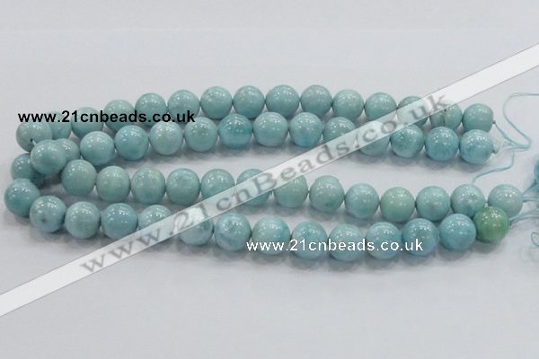 CLR21 15.5 inches 14mm round grade AA natural larimar gemstone beads