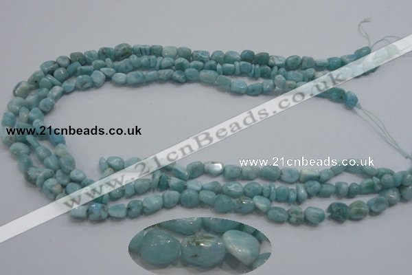 CLR33 15.5 inches 7*8mm nugget natural larimar gemstone beads