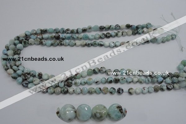 CLR34 15.5 inches 7mm flat round natural larimar gemstone beads