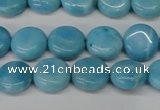 CLR360 15.5 inches 10mm flat round dyed larimar gemstone beads