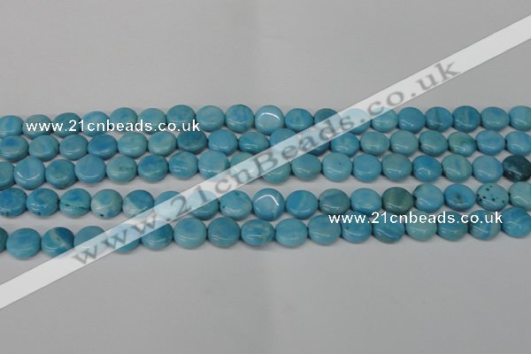 CLR360 15.5 inches 10mm flat round dyed larimar gemstone beads