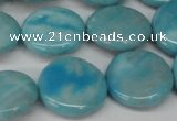 CLR364 15.5 inches 18mm flat round dyed larimar gemstone beads