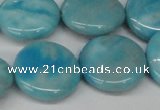 CLR365 15.5 inches 20mm flat round dyed larimar gemstone beads