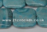 CLR386 15.5 inches 25*25mm square dyed larimar gemstone beads