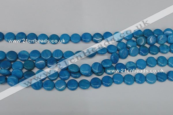 CLR410 15.5 inches 10mm flat round dyed larimar gemstone beads