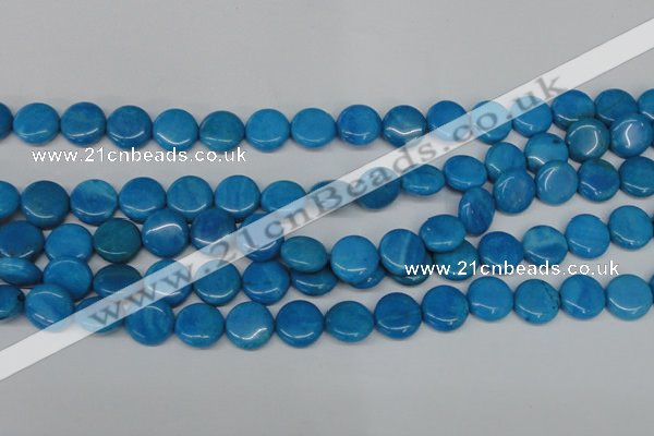 CLR412 15.5 inches 14mm flat round dyed larimar gemstone beads