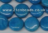 CLR414 15.5 inches 18mm flat round dyed larimar gemstone beads
