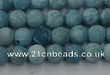 CLR611 15.5 inches 6mm round matte imitation larimar beads