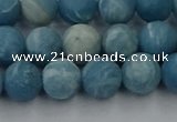 CLR612 15.5 inches 8mm round matte imitation larimar beads