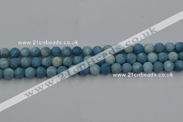 CLR612 15.5 inches 8mm round matte imitation larimar beads