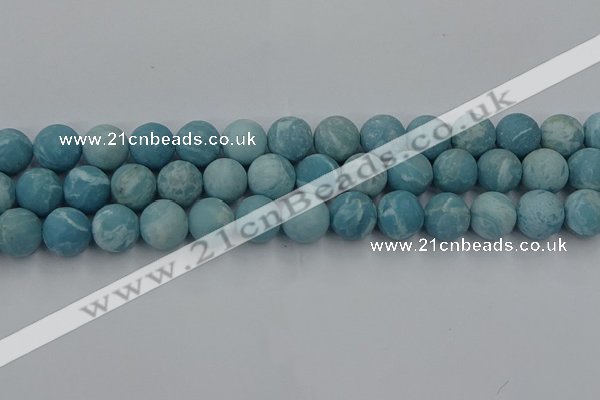 CLR614 15.5 inches 12mm round matte imitation larimar beads