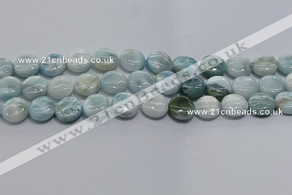 CLR85 15.5 inches 12mm flat round larimar gemstone beads