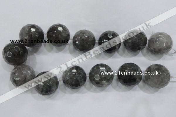 CLS02 15.5 inches 30mm faceted round large cloudy quartz beads