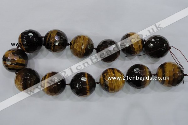 CLS06 15.5 inches 30mm faceted round large yellow tiger eye beads