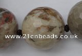 CLS08 15.5 inches 30mm faceted round large chrysanthemum agate beads