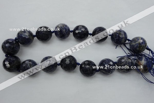 CLS100 15.5 inches 25mm faceted round large sodalite gemstone beads