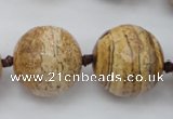 CLS101 15.5 inches 25mm faceted round large picture jasper beads