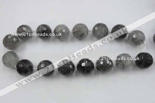 CLS105 15.5 inches 25mm faceted round large cloudy quartz beads