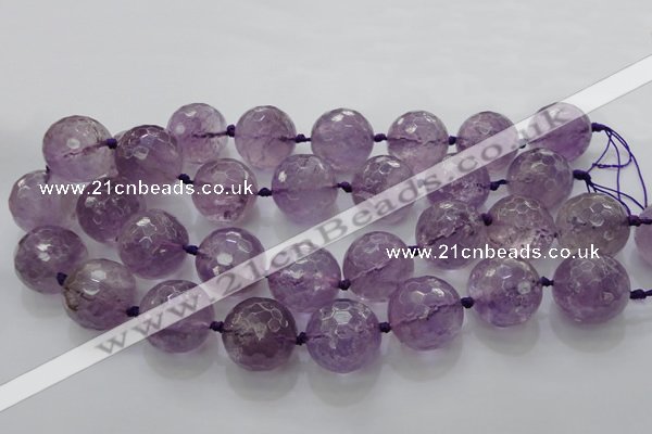 CLS110 15.5 inches 25mm faceted round large amethyst gemstone beads