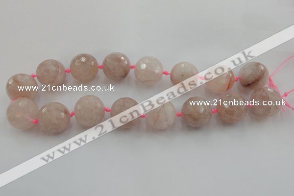 CLS111 15.5 inches 25mm faceted round large pink quartz beads