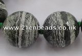 CLS112 15.5 inches 25mm faceted round large green silver line jasper beads